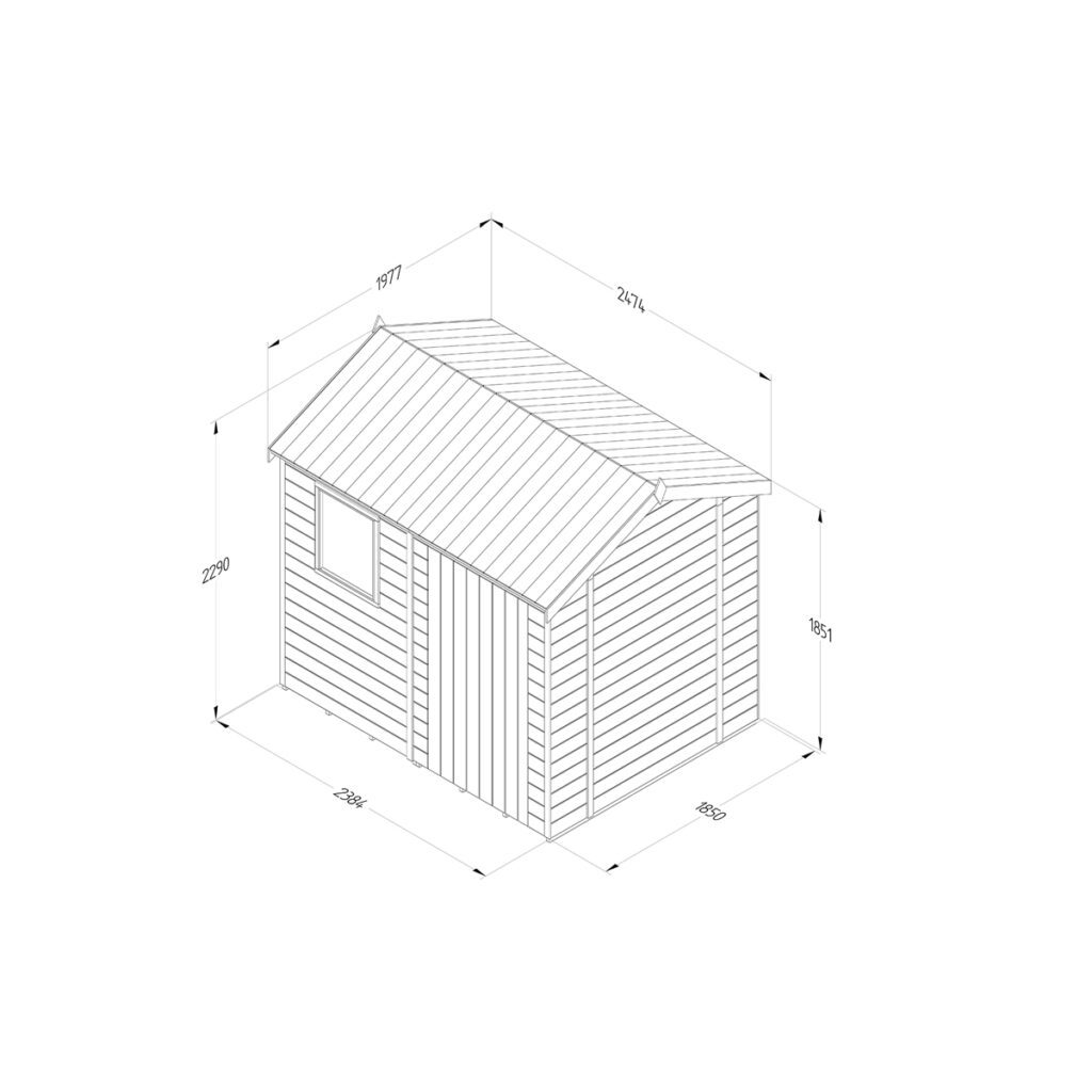 Timberdale 8×6 Reverse Apex Shed with Installation 5013053188927 2